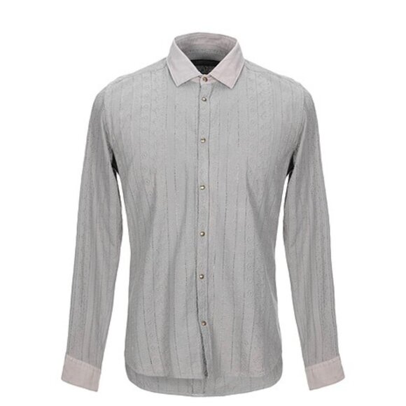 NWT Men's Gray Messagerie Brand Shirt with Subtle Floral Embroidery - Picture 2 of 12